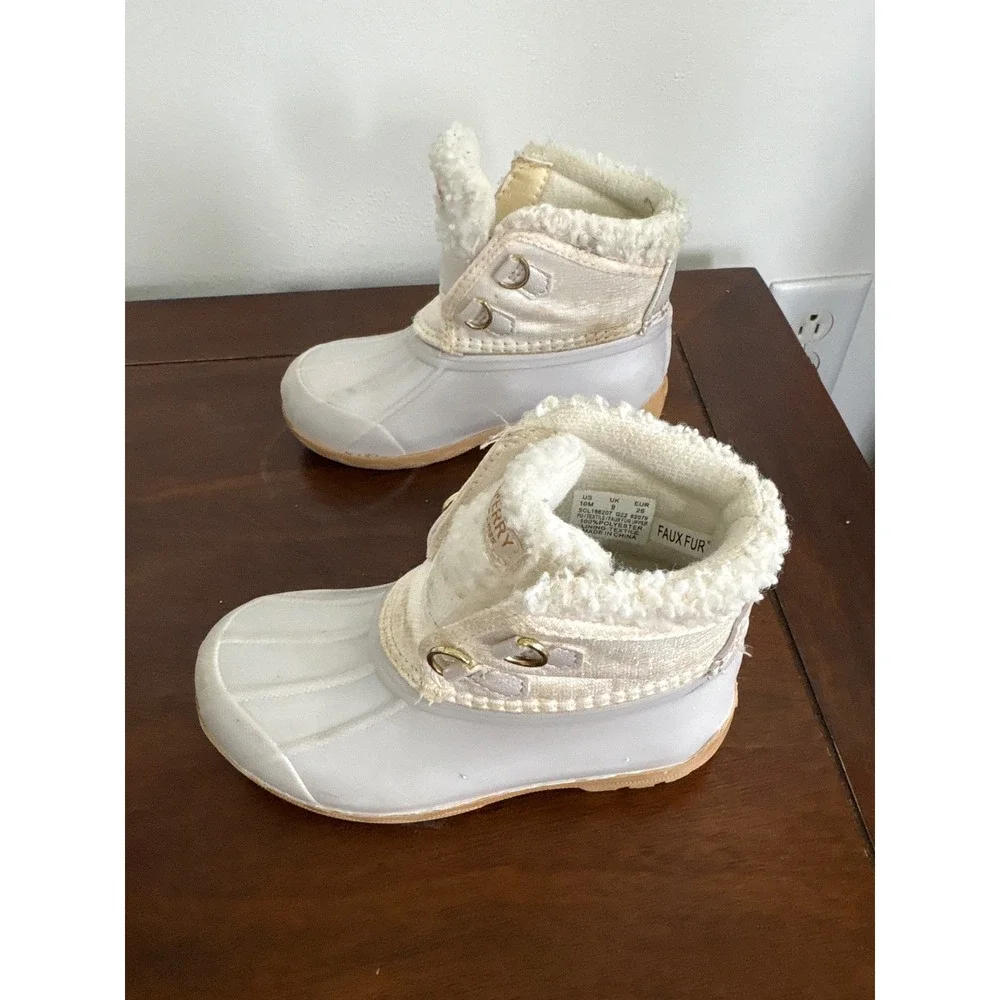 Sperry‎ Kids White Faux Fur Lined Duck Boots Size 10 Toddler